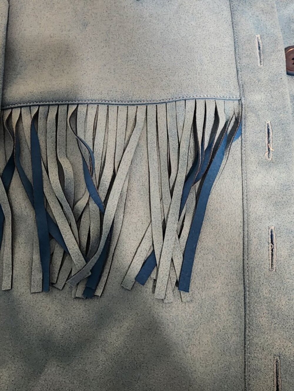ASOS Faux Suede Fringe Jacket XS Blue Western Boho Tassel LAUNDERED - Picture 6 of 12